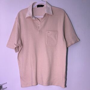 Balenciaga Beige Vintage Short-Sleeve Polo Shirt with Contrast Collar small